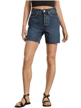 Everlane The Rigid Way-High Jean Short Blue Raw Hem Women’s